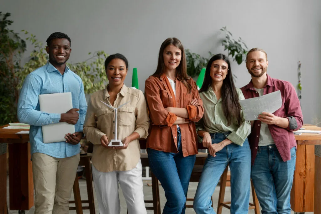 Diverse group collaborating on community initiatives